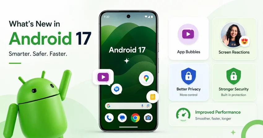 Android 17 features including App Bubbles, improved privacy, stronger security and better performance